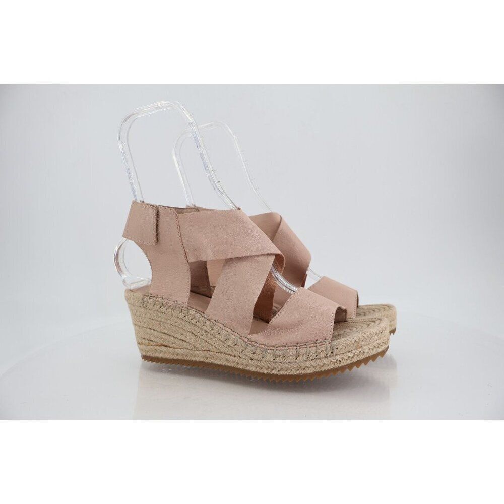 Eileen Fisher Womens Willow Sandal Size 9 Blush Leather Espadrille Wedge Heel